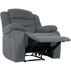Mendler Fernsehsessel HWC-J57, XXL Relaxsessel TV-Liegesessel Nosagfederung Wildleder-Optik Stoff/Textil bis 200kg - graublau