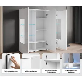 INOSIGN Highboard "Kenia", schwarz (graphite schwarz matt), B:135cm H:134cm T:39,5cm, FSC-zertifizierter Holzwerkstoff, Glas, Hartfaserplatte, Kunststoff, Sideboards, Highboard, Modernes Highboard, mit Glastüren, Breite 135 cm