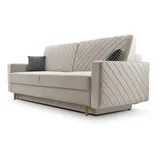 e-meubles MOEBLO Schlafsofa California – Sofa aus Samtstoff Couch für Wohnzimmer Sofagarnitur Polstersofa Wohnlandschaft Velours mit Bettfunktion, Bettkas... - Beige