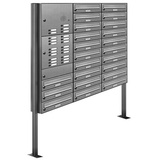 AL Briefkastensysteme Briefkasten Premium Edelstahl Stand Anlage mit Klingeln, Post A4, modern, robust, wetterfest, Artikelnummer 132V23S3KS