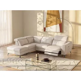 vente-unique Eckcouch Leder 5-Sitzer Beige