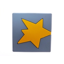 SO-TECH® Möbelknopf Kindermöbelknopf Quadrat mit Stern aus Gummi, Knopf Knauf für Kinderzimmer incl. Schraube
