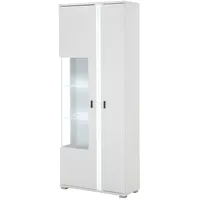 Furn.design Vitrine weiß matt Vitrinenschrank inklusive Frontbeleuchtung 80 x