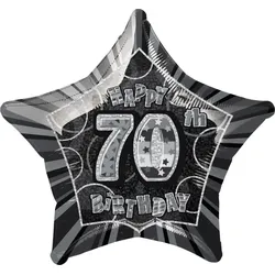 70. Geburtstag Folienballon Stern schwarz / silber