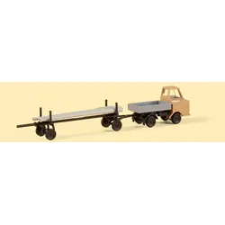 Auhagen Multicar M22 Pritsche mit Langmaterialanhänger, Pick-up-Modell, N (1:160
