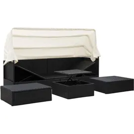 vidaXL Polyrattan Sonnenbett wasserabweisend schwarz