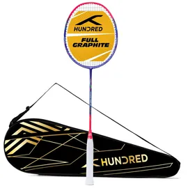 Hundred Powertek 1000 PRO Graphit-bespannter Badmintonschläger mit kompletter Schlägerhülle