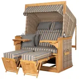 dekoVries GmbH Strandkorb deVries PURE® Friesland Sylt XL - PE white kubu - Dessin 248 - inkl. Schutzhülle