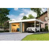 Lasita Maja Einzelgarage Bahamas 6,80 x 5,60 m grün mit Seitenwand und Pfostenanker