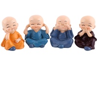 4 Stücke Wackeldackel, Tischdeko Kleine Mönch Figuren Dekofiguren, Mini Buddha Figuren für Home Car Lucky Figur