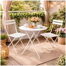 Hti-Living Gartentisch Ø 55 x 68 cm Creme/Weiß