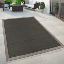 Paco Home - In- & Outdoor Teppich Balkon Küchenteppich Sisal Optik Einfarbig Anthrazit Braun 120x170 Cm