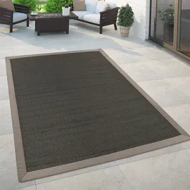 Paco Home - In- & Outdoor Teppich Balkon Küchenteppich Sisal Optik Einfarbig Anthrazit Braun 120x170 Cm