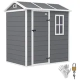 Outsunny Gerätehaus Kunststoff 2,1m2 186 x 130 x 199cm Geräteschuppen mit Satteldach Boden Fenster Abschließbarer Tür wetterfest Gartenhaus Outdoor Garten