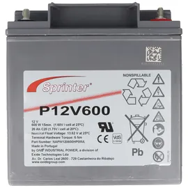 Exide Sprinter P12V600 12V 24000 mAh 1 St.