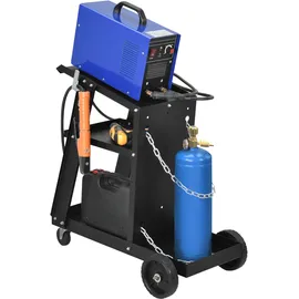 [pro.tec]® Schweißwagen für Schweißgeräte mit 3 Ablageflächen und Gasflaschenhalter