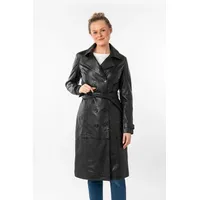 Mauritius Ledermantel "GWTaruh OT", Damen, Gr. 4XL, schwarz, Obermaterial: 100% Schafsleder. Futter: 100% Baumwolle. Ärmelfutter: 100% Polyester, unifarben, regular fit, Mäntel, femininer Leder-Trenchcoat mit Bindegürtel