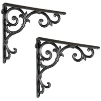 Relaxdays 4 x Regalwinkel antik, Regalträger Gusseisen, Barocke Ornamente,