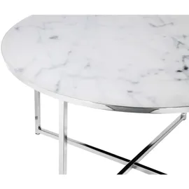SalesFever Couchtisch Marmor weiß / Metall 80 x 45 x 80 cm
