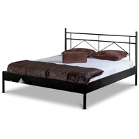 BedBox Metallbett Celina, aufwendig gestaltetes Kopfteil, trendiges Design, Metall pulverbeschichtet schwarz 140 cm x 200 cm