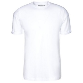 Drykorn T-Shirt mit geripptem Rundhalsausschnitt Modell 'THILO', Weiss, XXL