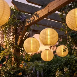 GLOBO Lampion Edelstahl Kunststoff D 30 cm 3er Set beige