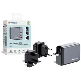 Verbatim GaN 100W, grau 1x USB-A, QC 3x USB-C PD, 3.0, 3.0