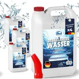 STAHLMANN Ammo Chemie® Destilliertes Wasser 4x5 L Kanister [Made in Germany] - Destilliertes Wasser für Dampbügeleisen und vieles mehr – Destilliertes Wasser