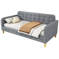 HAUSS SPOLE Schlafsofa 90x200cm Tagesbett, Knopfnagelverzierung, einfach und stilvoll, Grau, Hausbett 90*200cm, ohne Matratze grau
