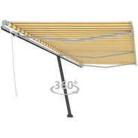 VidaXL Standmarkise Einziehbar 600 x 300 cm gelb/weiß