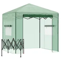 Outsunny Gewächshaus Treibhaus Tomatenhaus mit Tür und Fenster zum Aufrollen, PE Stahl Dunkelgrün 238 x 178 x 240 cm für optimale Pflanzenzucht   Aosom.de