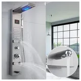 XERSEK Duschsystem Duschpaneel LED mit Armatur Duschsäule Mischbatterie Duscharmatur, 6 Strahlart(en), Regendusche Wasserfall Regenduschkopf Massagedüsen, mit Handbrause, Wanneneinlauf Überkopfbrausset für Badezimme