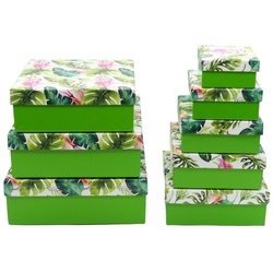 8 Stück Set Geschenkbox Flamingo mit Blätter Rosaflamingo Geschenkkarton Scha...