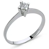 EinStein Diamant Diamantring 0,16 Carat Diamant Solitär Ring Verlobungsring Weißgold, Diamant goldfarben 48 (15,30 mm)