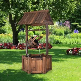 Costway Dekobrunnen Gartenbrunnen Tannenholz