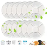 KOMABLEN 12 Stück Rund Katzenbrunnen Filter, Filter für Katzenbrunnen mit Harz und Aktivkohle, Trinkbrunnen Filter für Katzen und Hunde, Dreifach-Filterun Ersatzfilter Katzen Zubehör Indoor