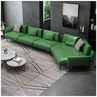 JVmoebel Ecksofa Ecksofa Sofa L-Form Ledersofa Couch Moderne Sofas grün