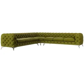 s-style möbel ECKSOFA Chesterfield Laura Olive Samt