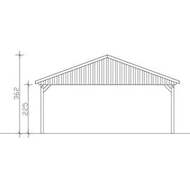 SKANHOLZ Doppelcarport Fichtelberg 6,18 x 8,08 m weiß mit Dachlattung
