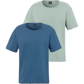 John Devin T-Shirt Packung, 2, Relaxed Fit, Kurzarm, Freizeitshirt mit Rundhals aus reiner Baumwolle, Gr. XXL (60/62), blau / mint, , 31406921-XXL