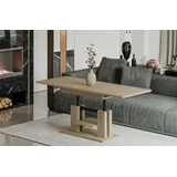 Endo-Moebel Couchtisch Endo Couchtisch Iso 110 / 170 höhenverstellbar erweiterbar Farbauswahl, 110-170 (2x30 intern); 58-75; 25mm; Doppellift; Akzentstreifen schwarz braun