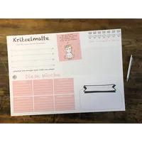 Schreibtischunterlage DIN A2 für Kinder Mädchen XXL EINHORN KRITZELMATTE Schreibunterlage mit 25 Blatt Papier zum Abreißen 'Get yourself a smile' (1 Stück)