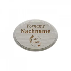 Schild aus Holz oval mit individueller Gravur (165 x 120 mm)