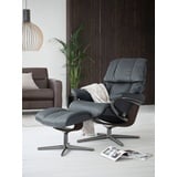 Stressless Stressless® Relaxsessel »Reno«, (Set, Relaxsessel mit Hocker), mit Hocker, mit Cross Base, Größe S, M & L, Holzakzent Wenge, blau