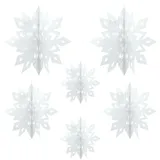 Oblique Unique 3D Schneeflocken 6er Set 6 cm Dunkelblau/Silber/Türkis/Weiß
