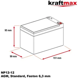 kraftmax Industrial Pro Bleiakku 12V 12000 mAh 1 St.