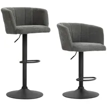 Homcom Barhocker Bistrohocker mit Fußstütze, Drehbar Barstuhl, Höhenverstellbar Küchenhocker mit Leinenbezug, für Wohnzimmer, Esszimmer, Dunkelgrau