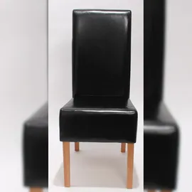 Mendler 2er-Set Esszimmerstuhl Küchenstuhl Stuhl Latina, LEDER ~ schwarz, helle Beine