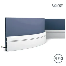 Orac DECOR SX105F LUXXUS Flexible Sockel-Leiste Fußleiste Kabel-Boden-Profil 2 m 200 cm x 10,8 cm x 1,3 cm Weiß