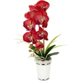 I.GE.A. Kunstblume »Orchidee«, im Topf, aus Keramik, Seidenblume Real Touch, rot